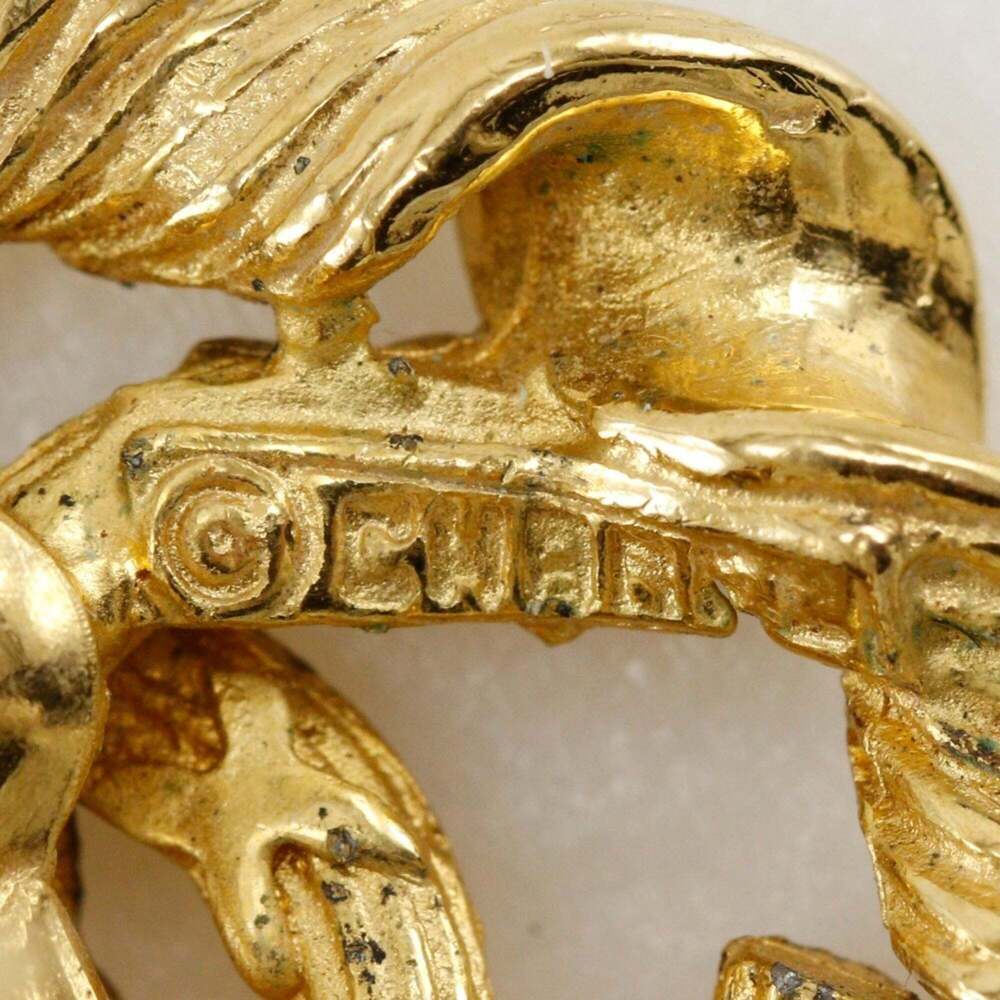 CHANEL Authentic Gold Logo Earrings - Picture 9 of 10